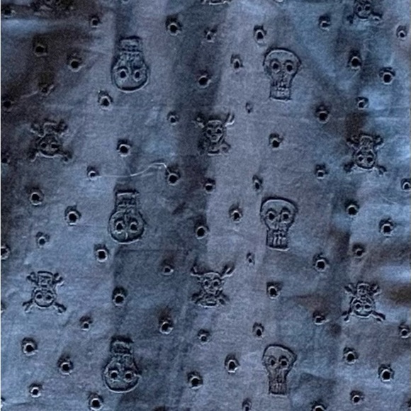 Marc by Marc Jacobs Sugar Skull Embroidered Ruffle Dress Navy Size 8 Cotton - Picture 3 of 8